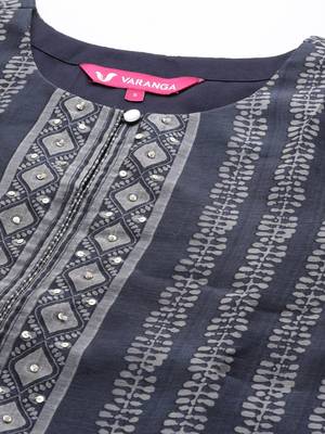 Women Printed Regular Sequinned Chanderi Silk Kurta with Trousers & With Dupatta 2