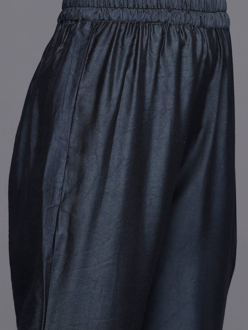 Women Printed Regular Sequinned Chanderi Silk Kurta with Trousers & With Dupatta