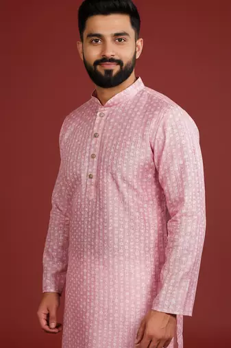 Pink color beautiful kurta payjama for handsome men's looks