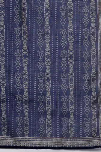 Bandhani Printed Regular Mirror Work Kurta with Trousers & With Dupatta
