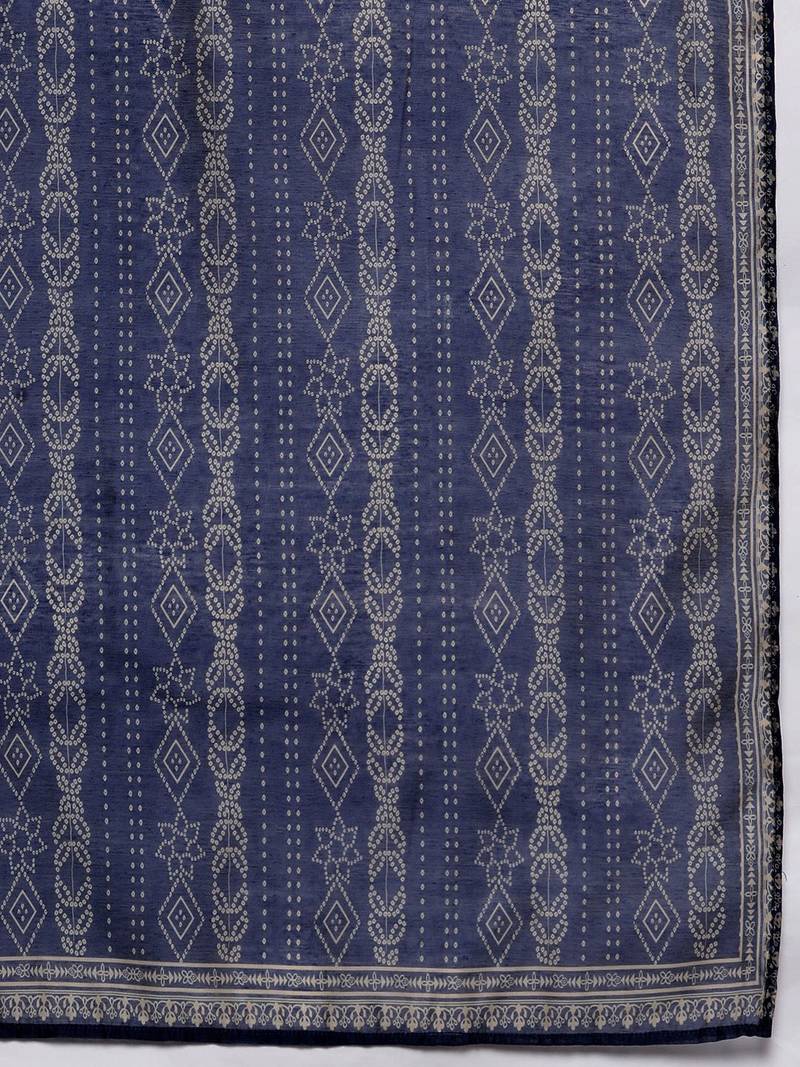 Bandhani Printed Regular Mirror Work Kurta with Trousers & With Dupatta
