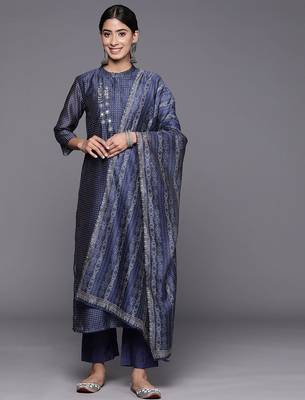 Bandhani Printed Regular Mirror Work Kurta with Trousers & With Dupatta 1