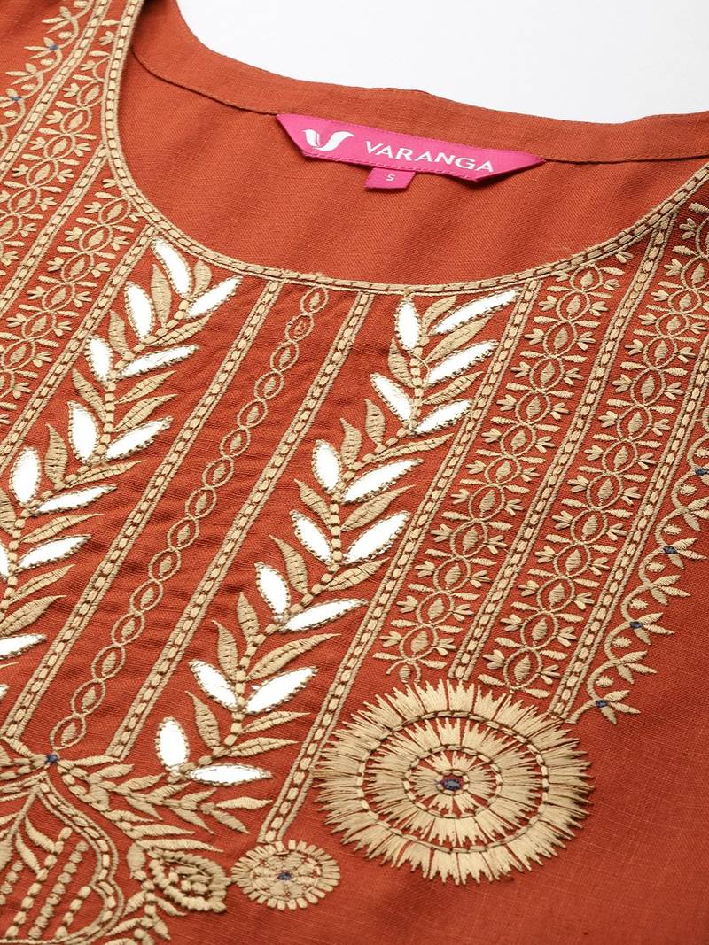 Women Floral Embroidered Gotta Patti Kurta with Trousers & With Dupatta