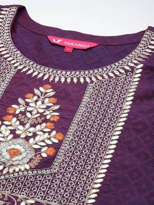 Floral Embroidered Gotta Patti Kurta with Trousers & With Dupatta 3