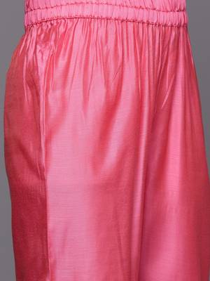 Women Pink Yoke Design Kurta with Trousers & With Dupatta 4
