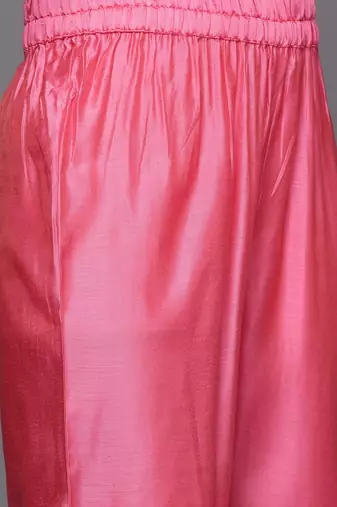 Women Pink Yoke Design Kurta with Trousers & With Dupatta