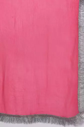 Women Pink Yoke Design Kurta with Trousers & With Dupatta