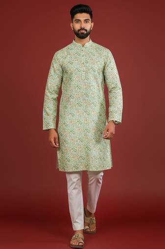 Light green color beautiful kurta payjama for handsome men's looks