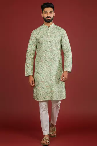 Light green color beautiful kurta payjama for handsome men's looks