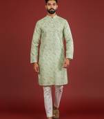 Light green color beautiful kurta payjama for handsome men's looks