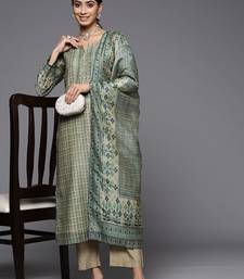 Ethnic Motifs Printed Chanderi Silk Kurta With Trousers & With Dupatta