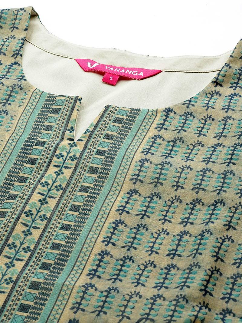 Ethnic Motifs Printed Chanderi Silk Kurta With Trousers & With Dupatta
