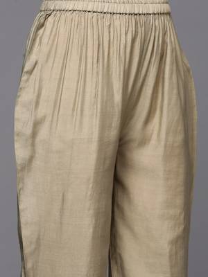 Ethnic Motifs Printed Chanderi Silk Kurta With Trousers & With Dupatta 3