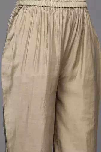 Ethnic Motifs Printed Chanderi Silk Kurta With Trousers & With Dupatta