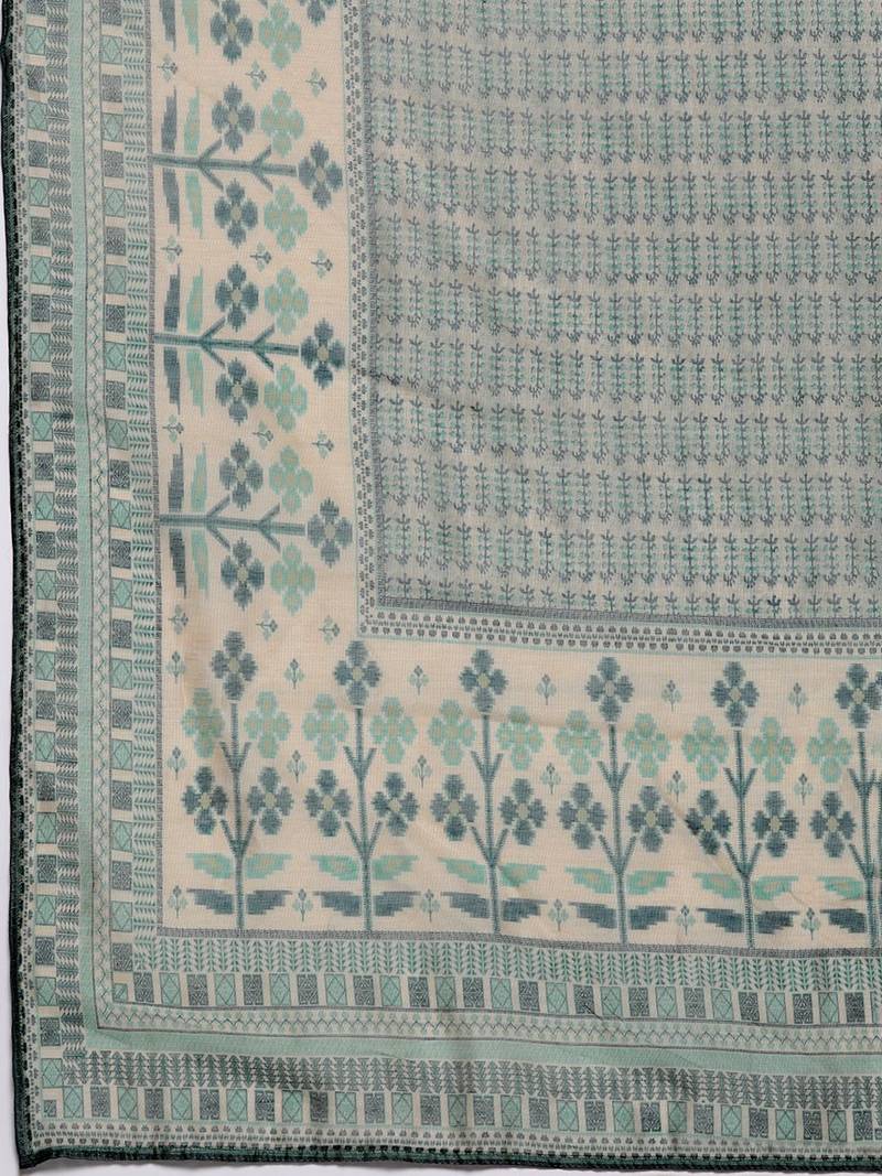 Ethnic Motifs Printed Chanderi Silk Kurta With Trousers & With Dupatta