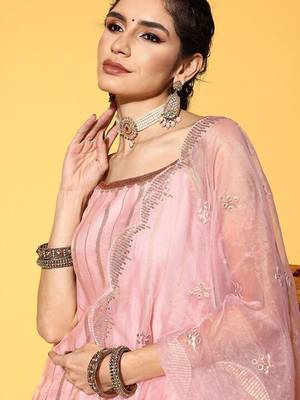 Women Embroidered Sleeveless Kurta with Sharara & Dupatta 2