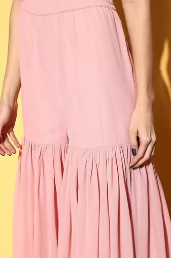 Women Embroidered Sleeveless Kurta with Sharara & Dupatta