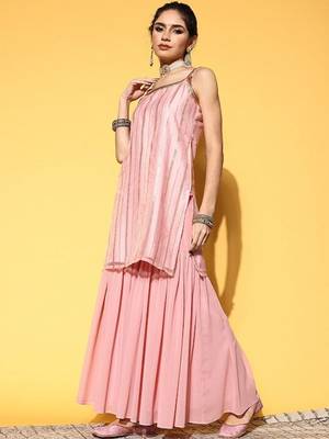 Women Embroidered Sleeveless Kurta with Sharara & Dupatta 4