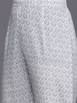 Women Blue & Grey Ethnic Printed Pure Cotton Kurta with Trousers & Dupatta 3