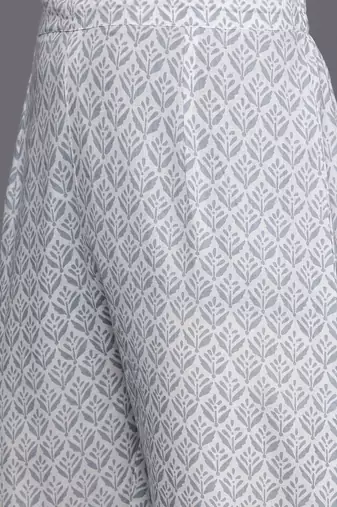 Women Blue & Grey Ethnic Printed Pure Cotton Kurta with Trousers & Dupatta