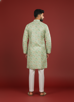 Light green color beautiful kurta payjama for handsome men's looks 2