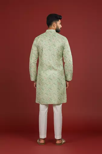 Light green color beautiful kurta payjama for handsome men's looks