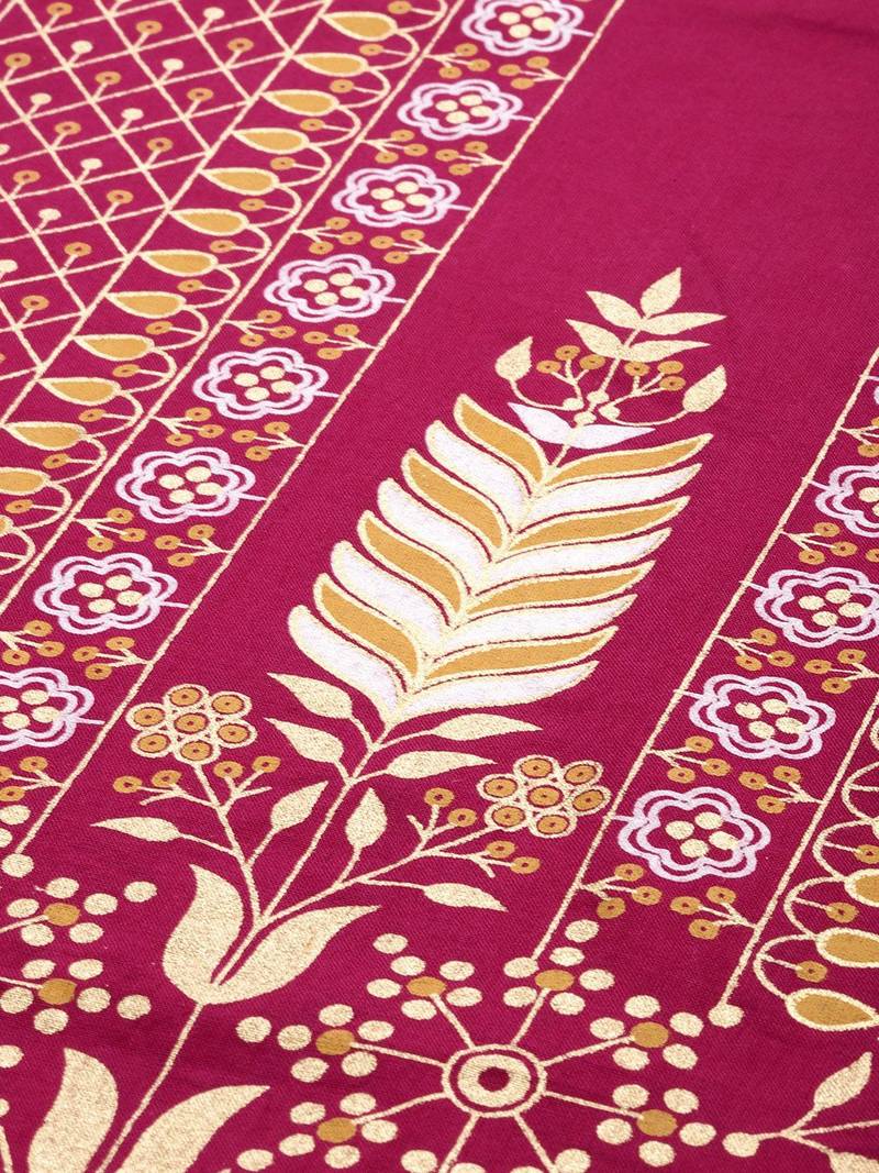 Women Magenta Ethnic Motifs Printed Panelled Kurta with Palazzos