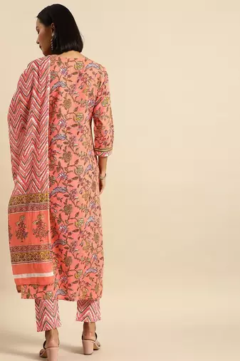 Women Multicoloured Printed Kurta with Trousers & Dupatta