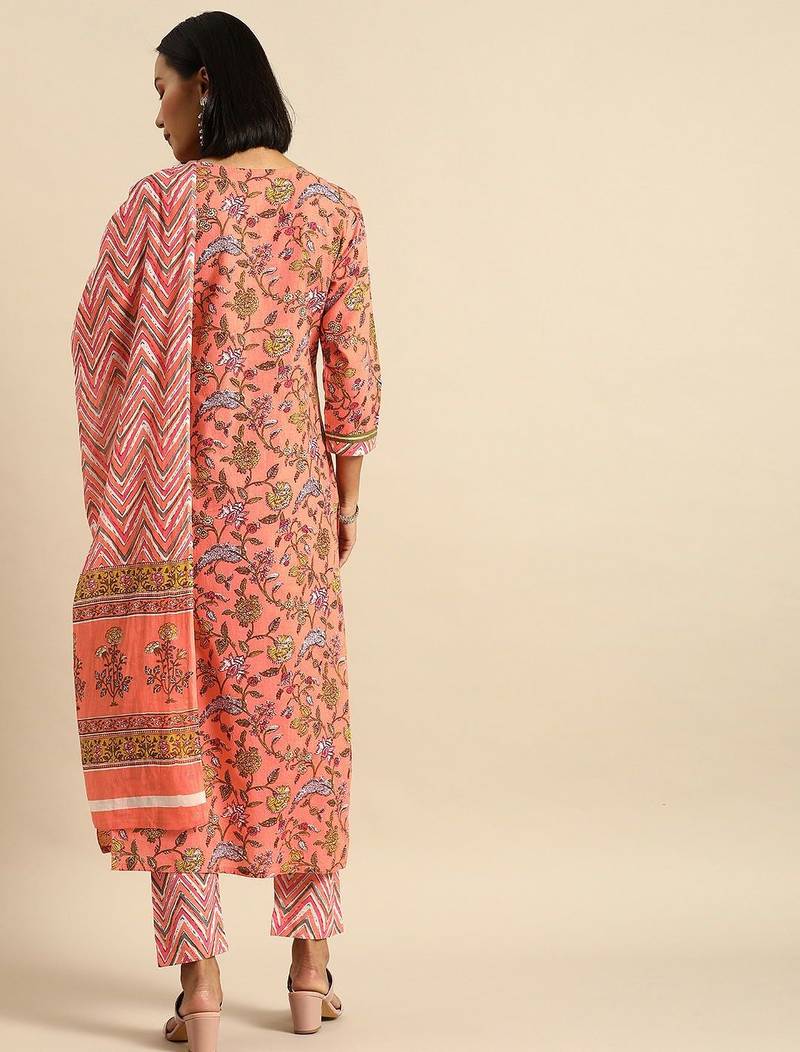 Women Multicoloured Printed Kurta with Trousers & Dupatta