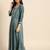 Women Teal Green Embroidered Kurta with Trousers