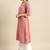 Women Rose & White Embroidered Kurta Set