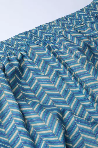 Women Beige & Blue Printed Kurta with Palazzos