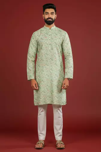 Light green color beautiful kurta payjama for handsome men's looks