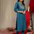 Women Teal Zari Embroidered Yoke Kurta with Trouser & dupatta