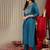 Women Teal Zari Embroidered Yoke Kurta with Trouser & dupatta