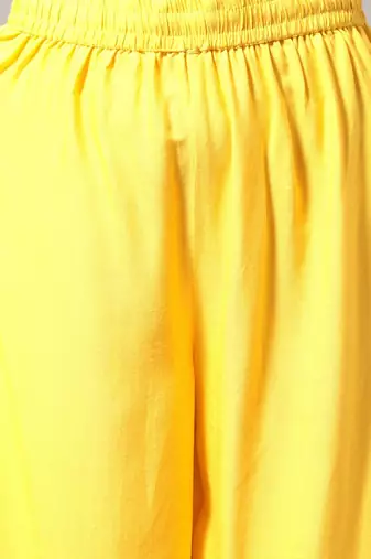 V-Neck A-Line Pleated Kurta with Palazzos & With Dupatta