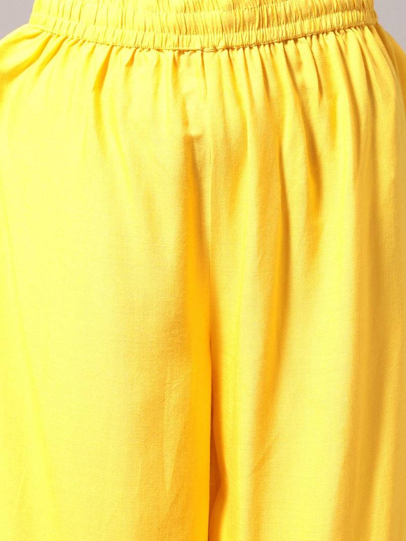 V-Neck A-Line Pleated Kurta with Palazzos & With Dupatta