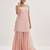Peach Striped Shoulder Straps Embroidered Empire Kurta with Sharara & With Dupatta