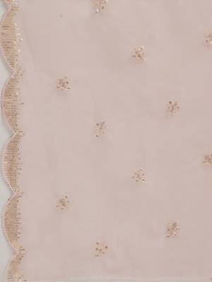 Peach Striped Shoulder Straps Embroidered Empire Kurta with Sharara & With Dupatta 4