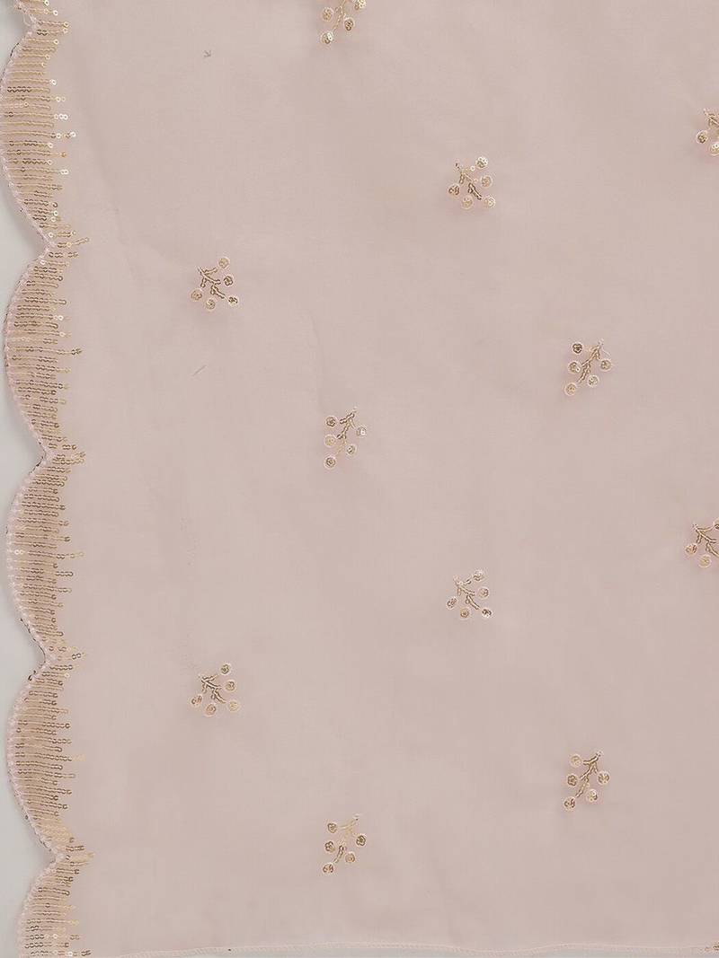 Peach Striped Shoulder Straps Embroidered Empire Kurta with Sharara & With Dupatta