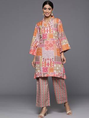 Ethnic Motifs Printed Flared Sleeves A-Line Kurta With Trousers 1