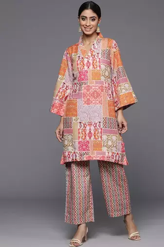 Ethnic Motifs Printed Flared Sleeves A-Line Kurta With Trousers