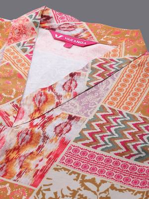 Ethnic Motifs Printed Flared Sleeves A-Line Kurta With Trousers 2