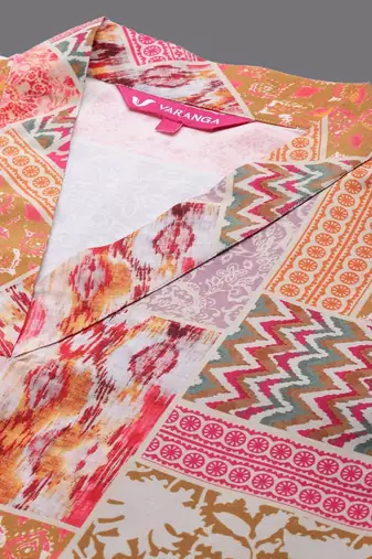 Ethnic Motifs Printed Flared Sleeves A-Line Kurta With Trousers
