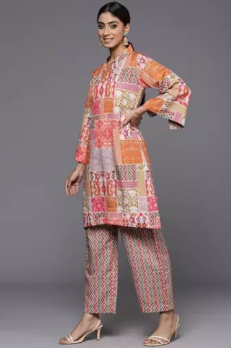 Ethnic Motifs Printed Flared Sleeves A-Line Kurta With Trousers