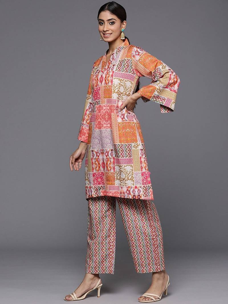 Ethnic Motifs Printed Flared Sleeves A-Line Kurta With Trousers