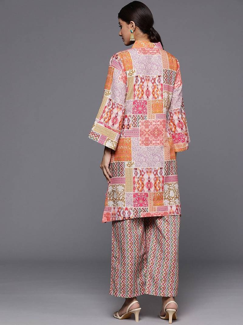 Ethnic Motifs Printed Flared Sleeves A-Line Kurta With Trousers
