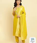 Floral Embroidered Regular Kurta with Trousers & Dupatta