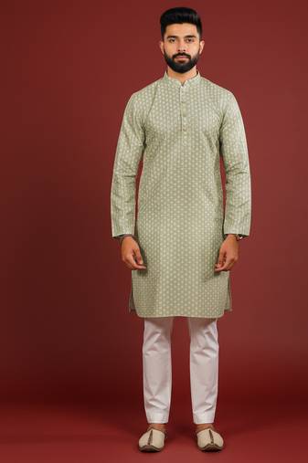 Pista color beautiful kurta payjama for handsome men's looks