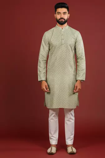 Pista color beautiful kurta payjama for handsome men's looks